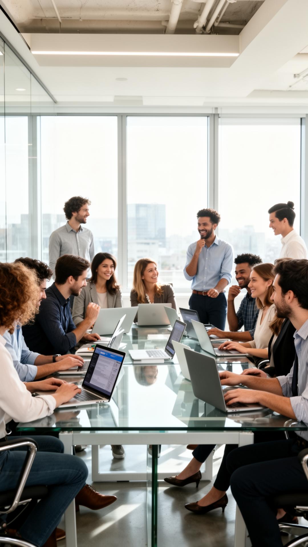 Equipe diversa da Coult IT em reunião de planejamento